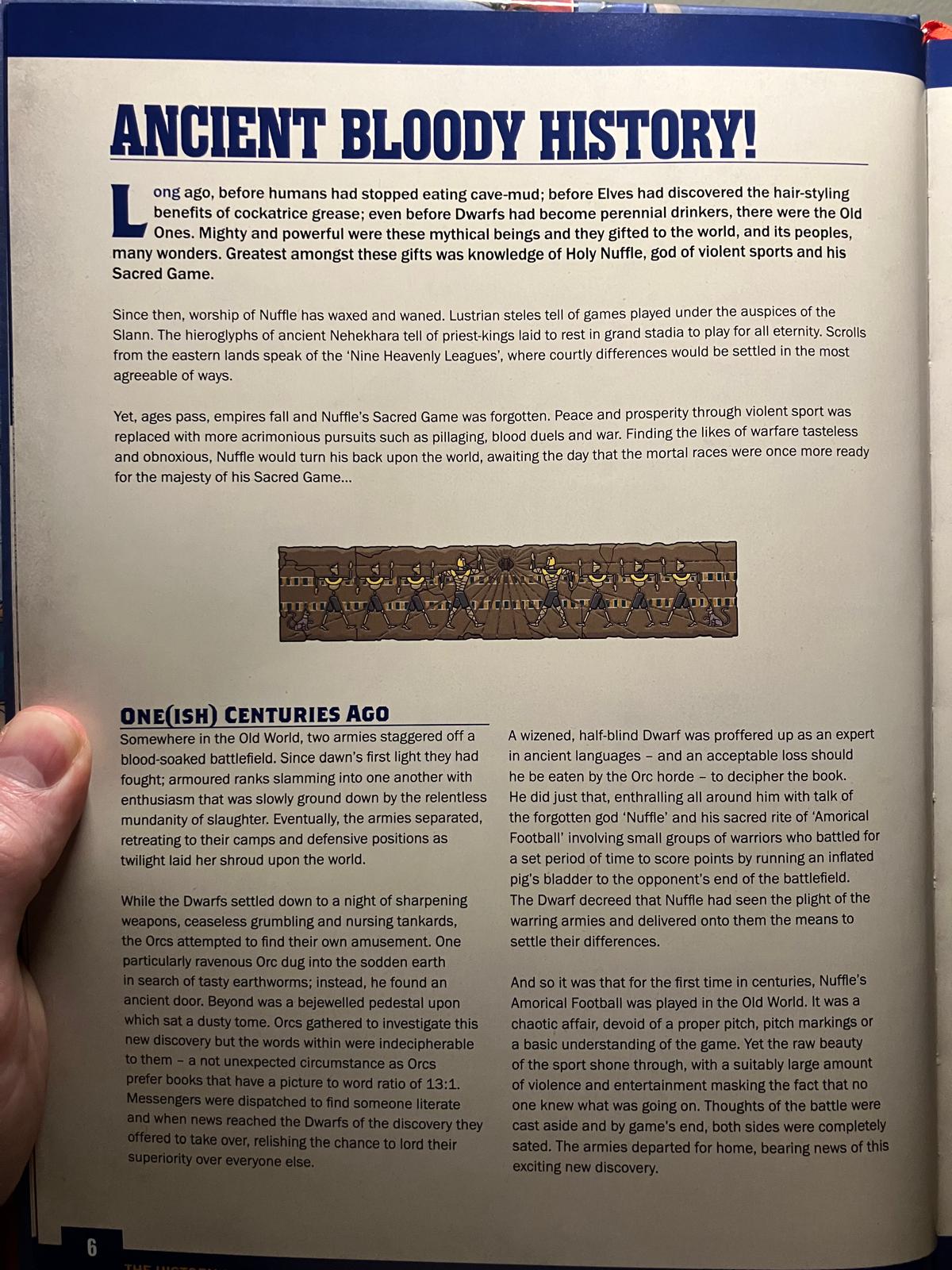 Story of creation of blood bowl. Picture from rule book.