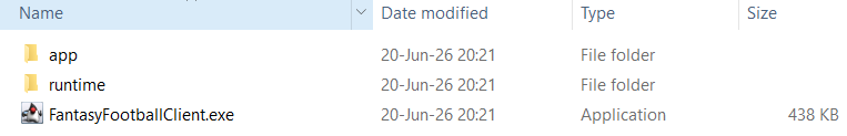 Screenshot of content of extracted client folder.