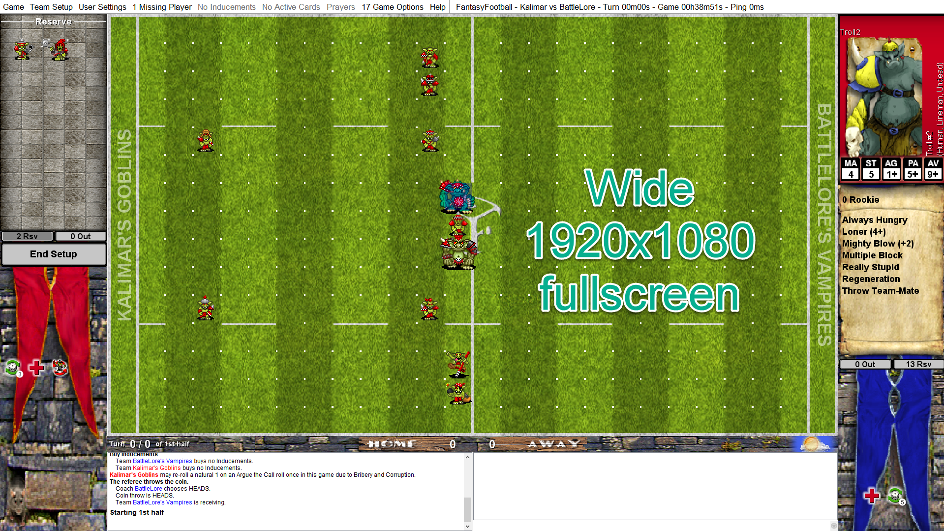 Screenshot of wide 1920x1080 + fullscreen mode on 1920x1080 display resolution.